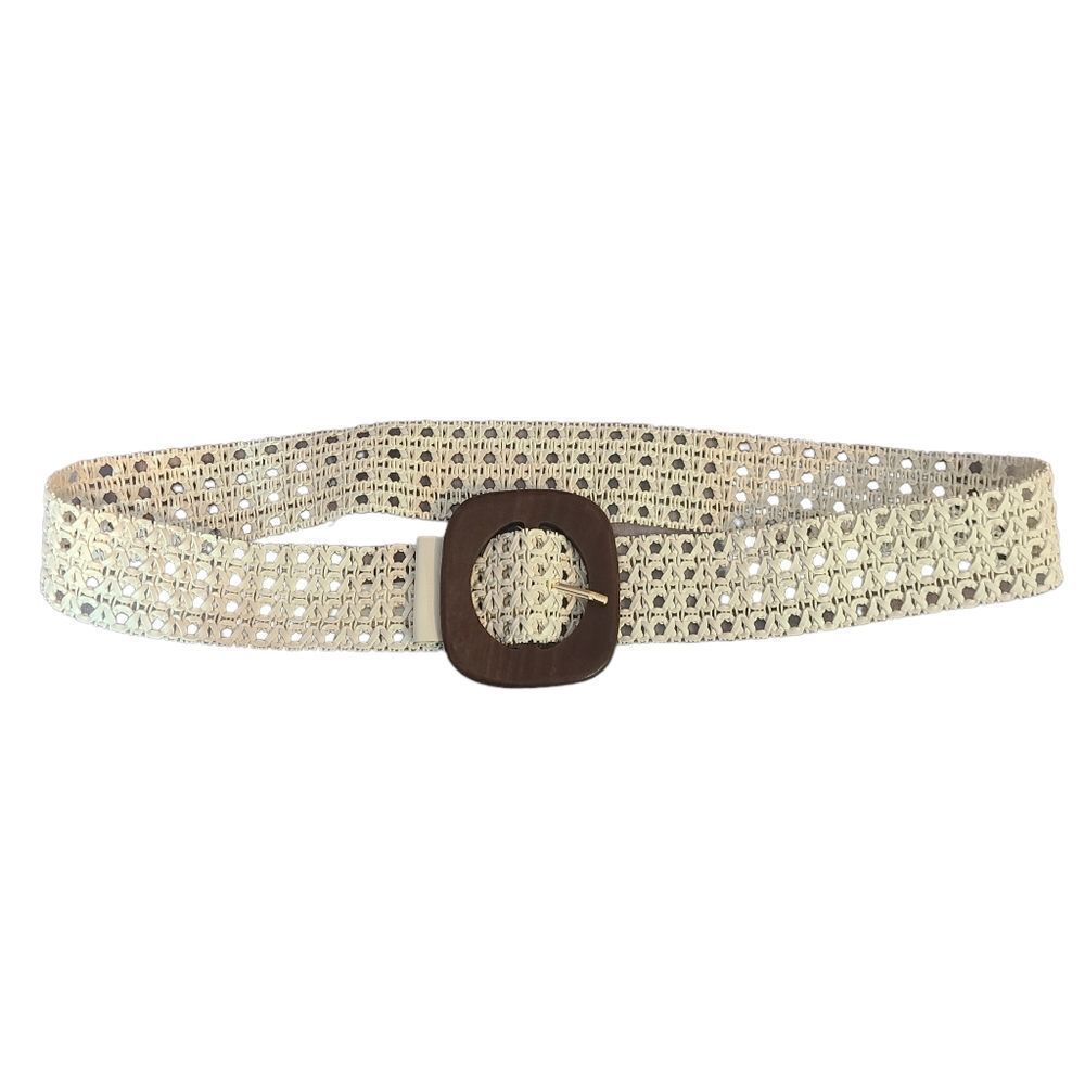 Steve Madden White Stretchy Woven Belt Size Medium.‎